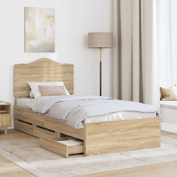 Sengestel med skuffe Sonoma eg 90 x 200 cm Ingeniørtræ