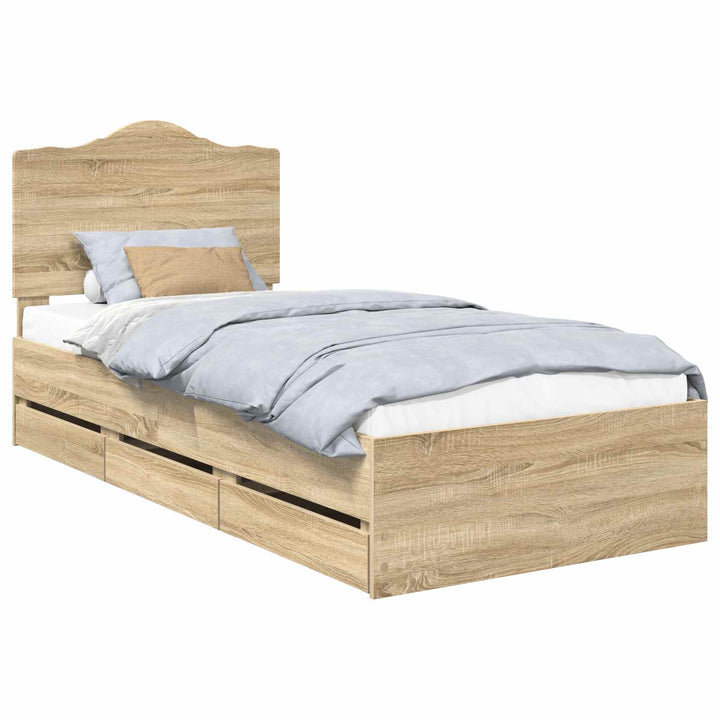Sengestel med skuffe Sonoma eg 90 x 200 cm Ingeniørtræ