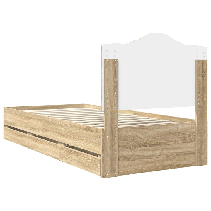 Sengestel med skuffe Sonoma eg 90 x 200 cm Ingeniørtræ