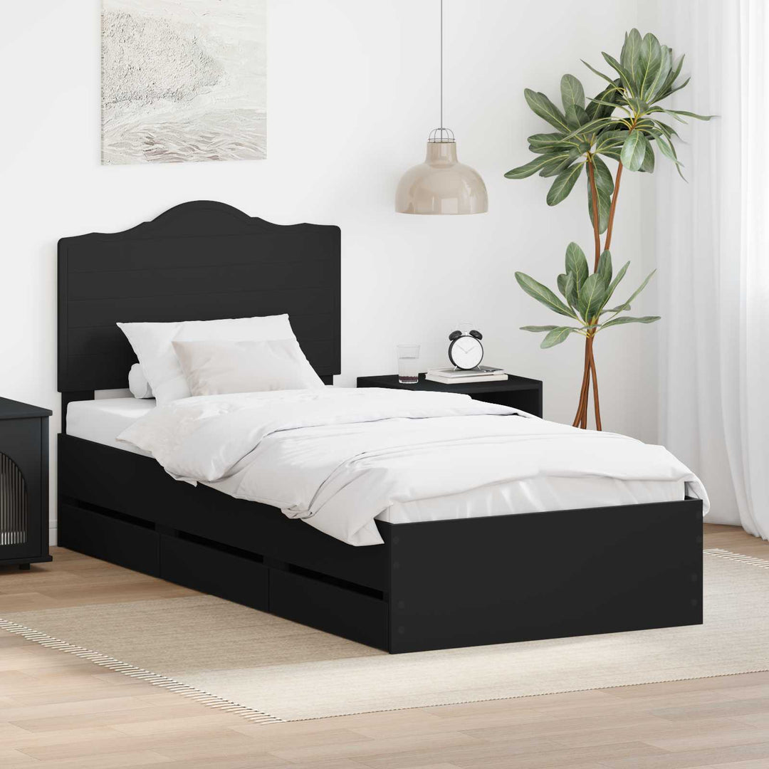 Sengestel med skuffe Sort 90 x 190 cm Ingeniørtræ