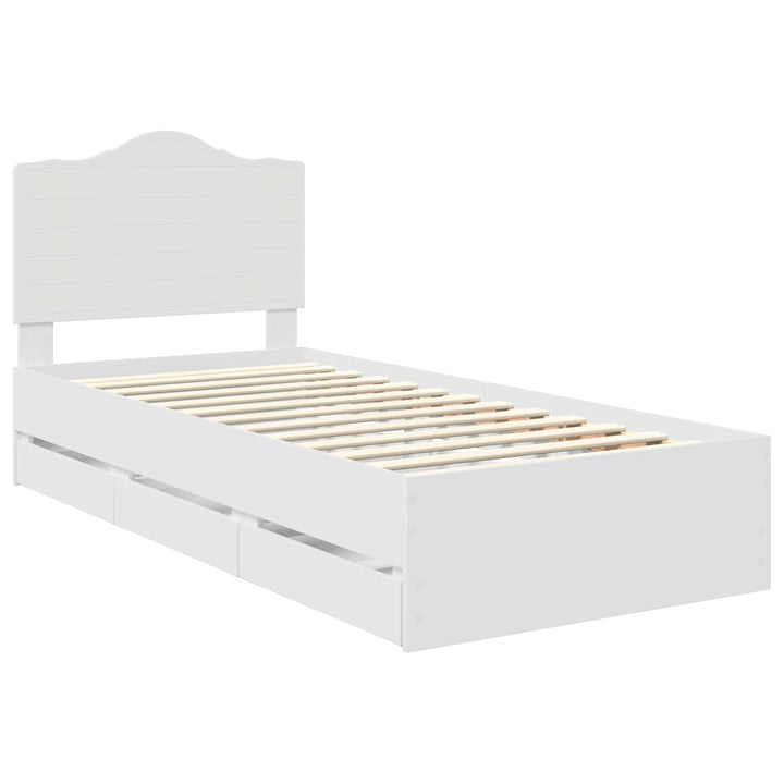 Sengestel med skuffe Hvid 75 x 190 cm Ingeniørtræ