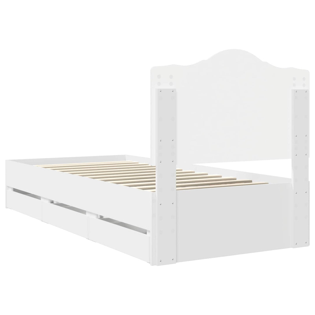 Sengestel med skuffe Hvid 75 x 190 cm Ingeniørtræ
