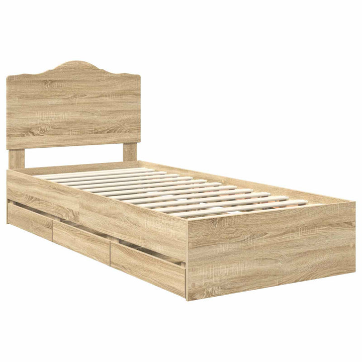 Sengestel med skuffe Sonoma eg 75 x 190 cm Ingeniørtræ