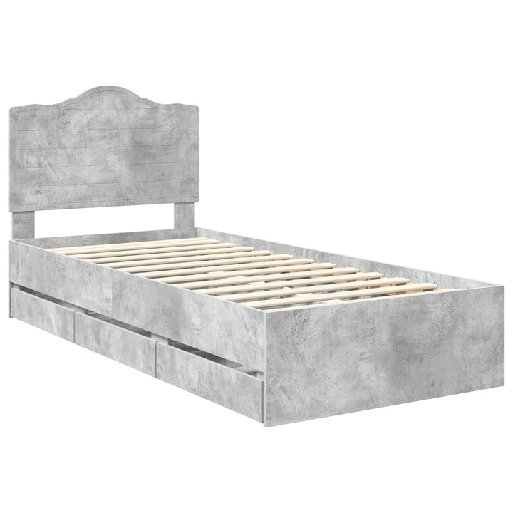 Sengestel med skuffe BetonGrå 75 x 190 cm Ingeniørtræ