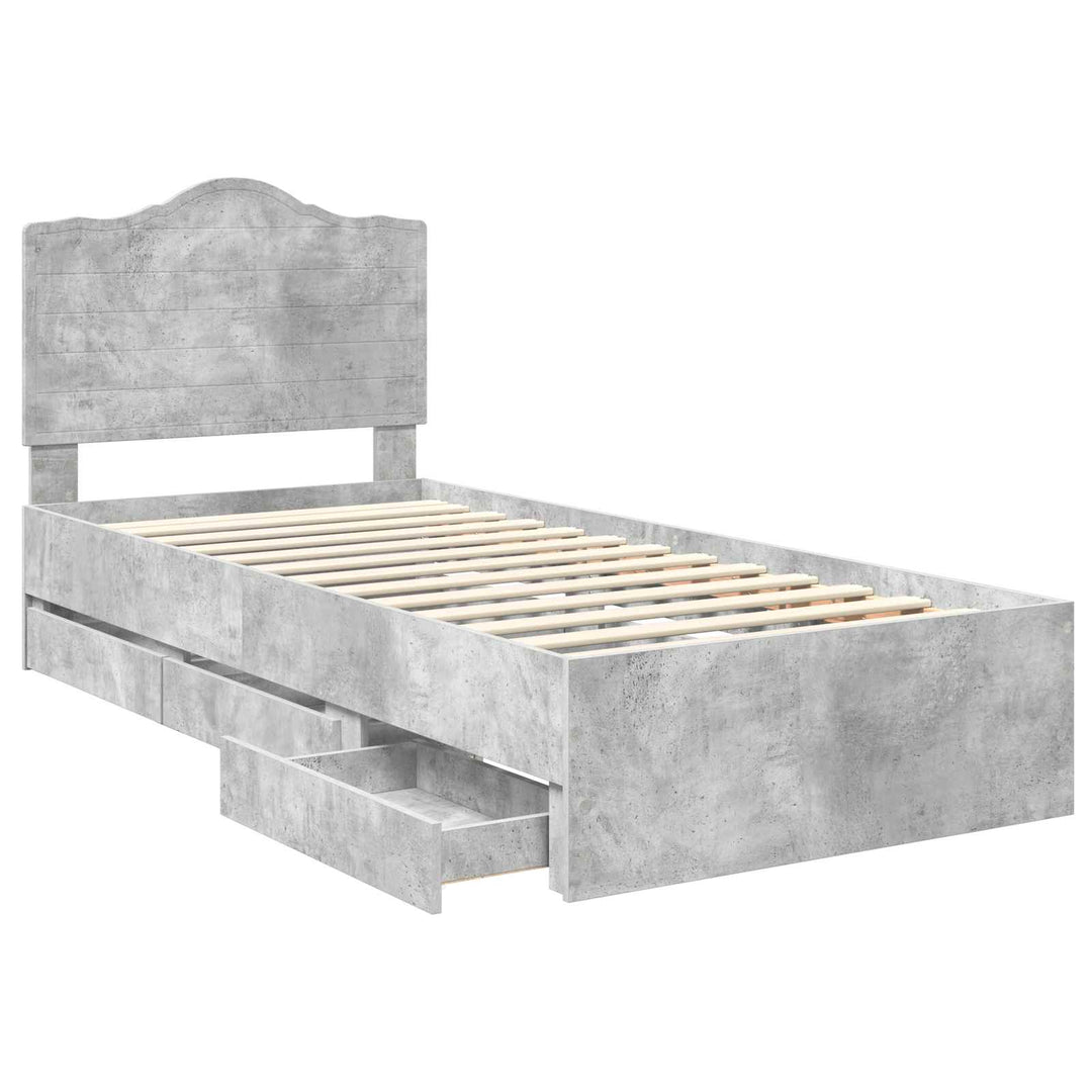 Sengestel med skuffe BetonGrå 75 x 190 cm Ingeniørtræ