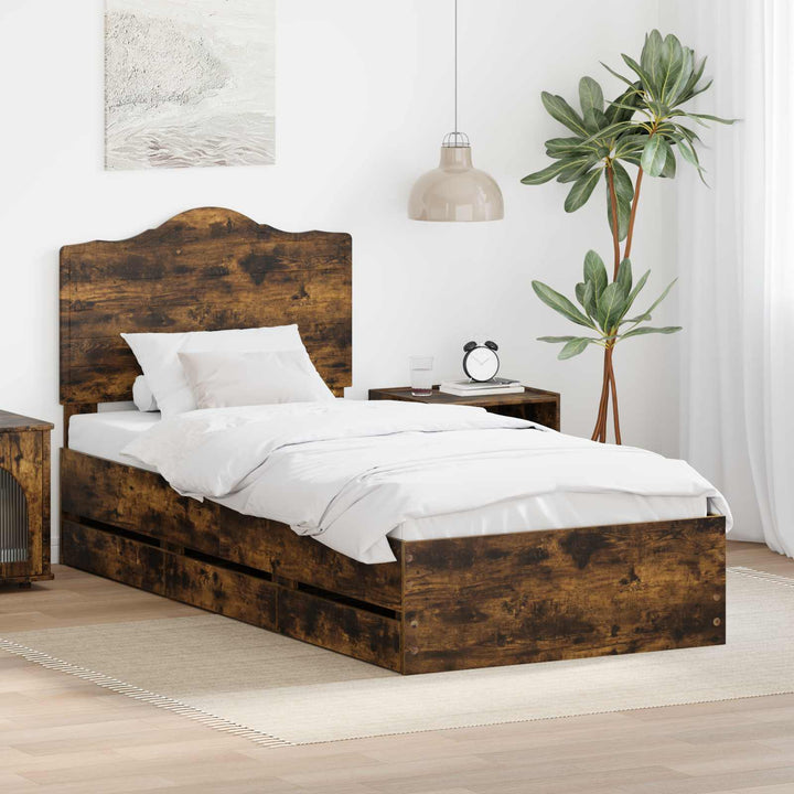 Sengestel med skuffe Røget Eg 75 x 190 cm Ingeniørtræ