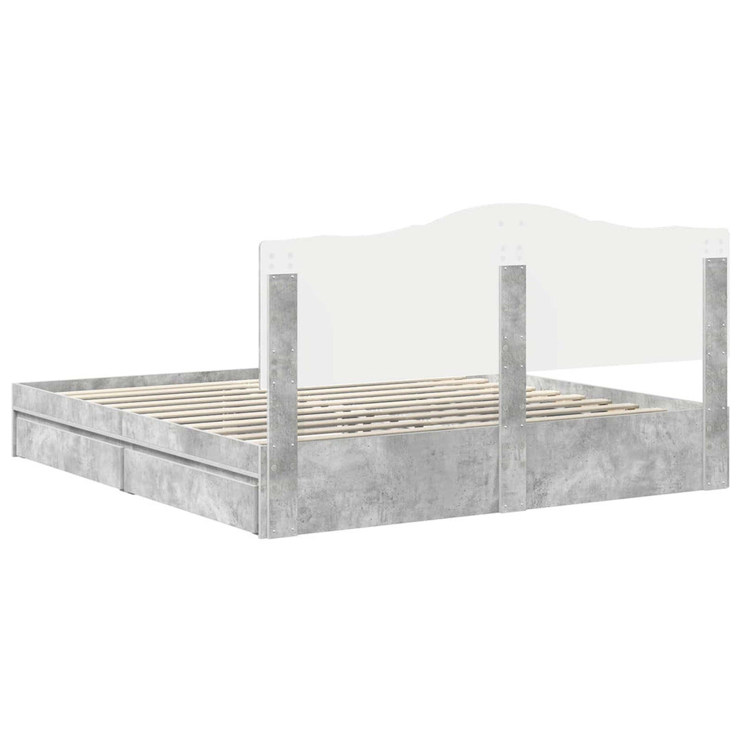 Opbevaringsseng Beton Grå 200 x 200 cm Konstrueret træ