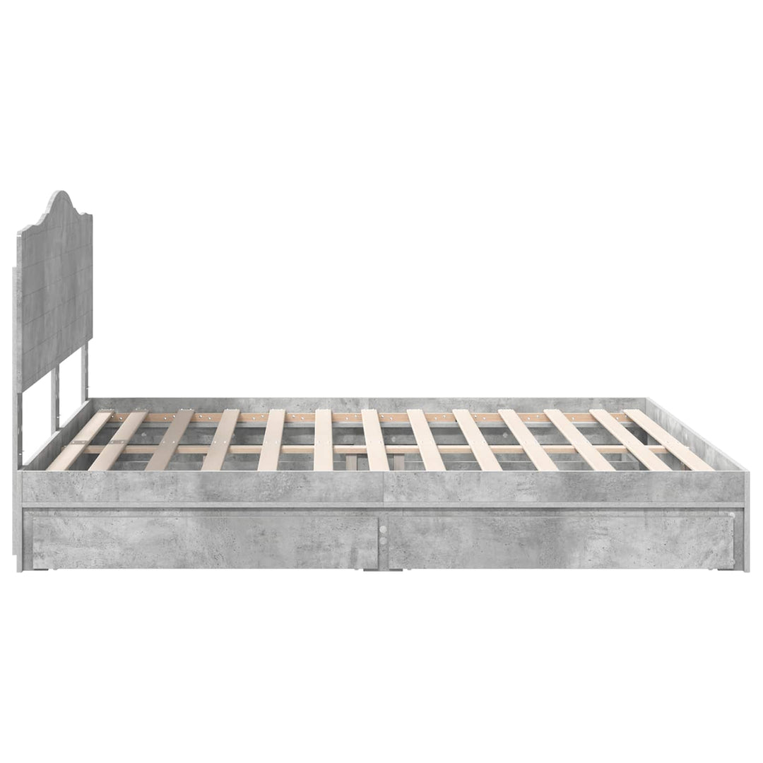 Opbevaringsseng Beton Grå 200 x 200 cm Konstrueret træ