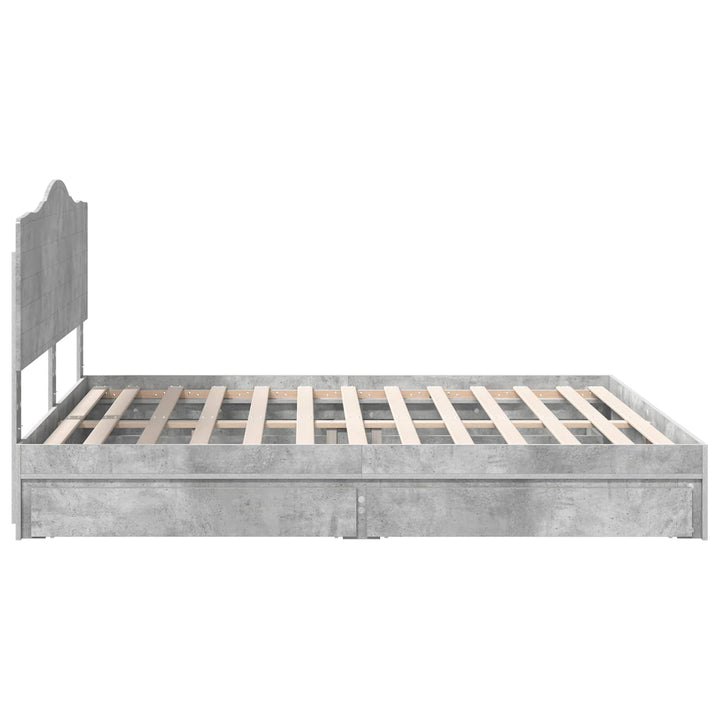Opbevaringsseng Beton Grå 200 x 200 cm Konstrueret træ