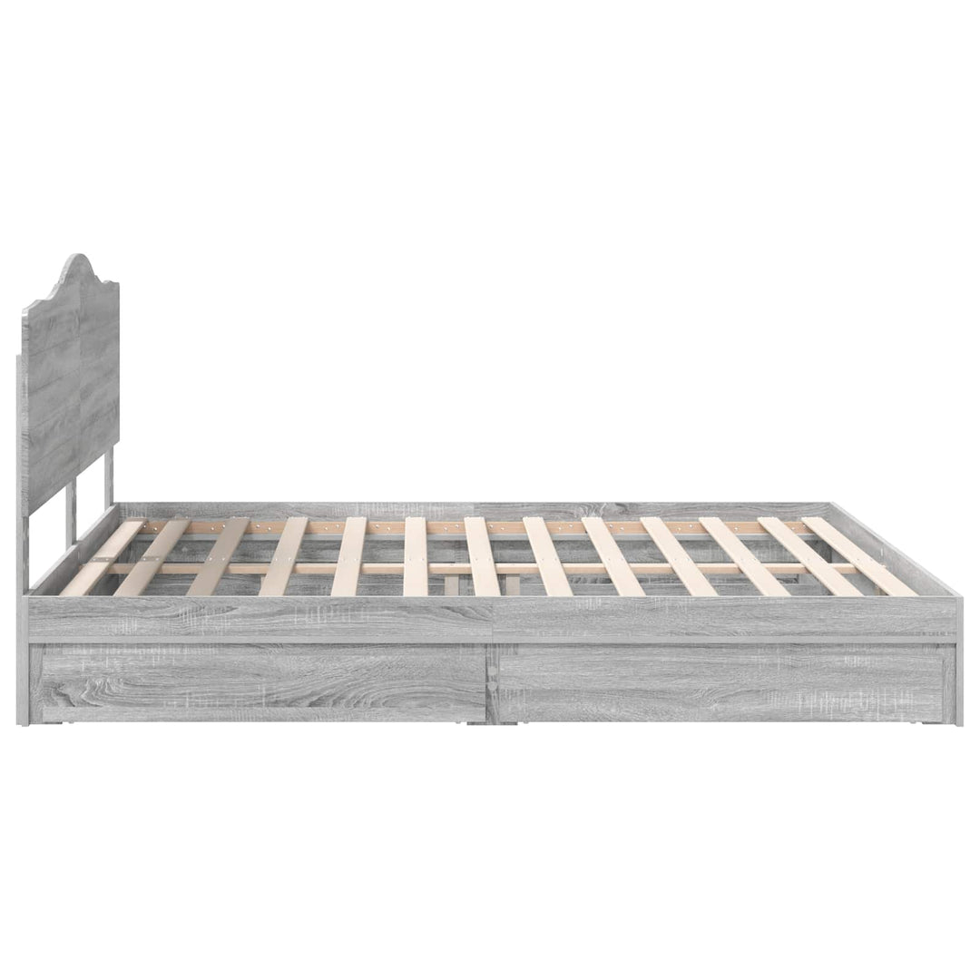 Opbevaringsseng Grå Sonoma 200 x 200 cm Konstrueret træ