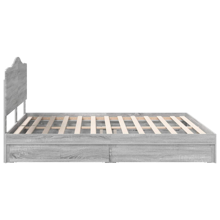 Opbevaringsseng Grå Sonoma 200 x 200 cm Konstrueret træ