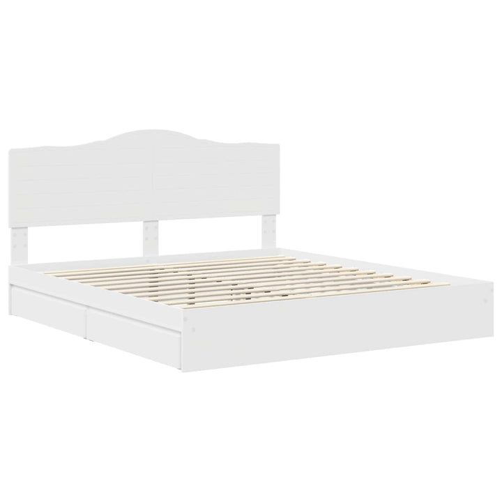 Opbevaringsseng med skuffe Hvid 180 x 200 cm Konstrueret træ