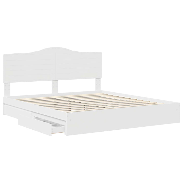 Opbevaringsseng med skuffe Hvid 180 x 200 cm Konstrueret træ