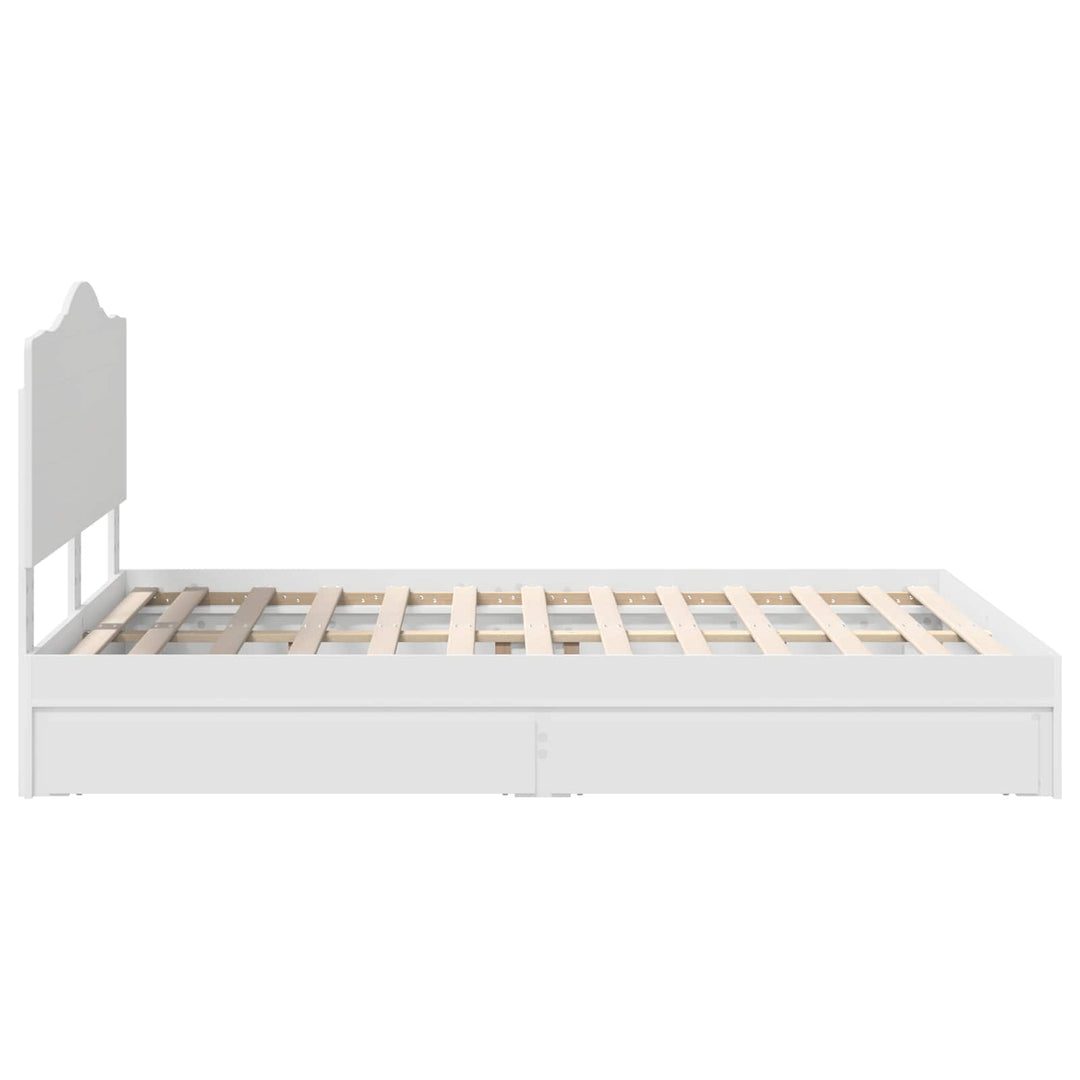 Opbevaringsseng med skuffe Hvid 160 x 200 cm Konstrueret træ