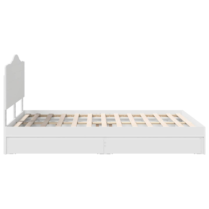 Opbevaringsseng med skuffe Hvid 160 x 200 cm Konstrueret træ