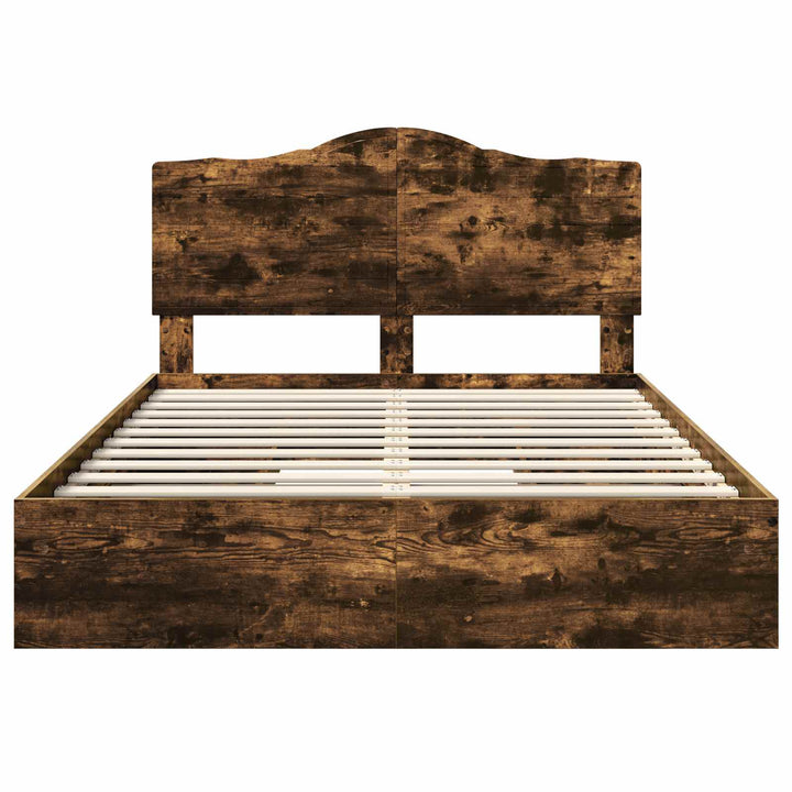 Opbevaringsseng Justerbar Røget eg 160 x 200 cm Konstrueret træ