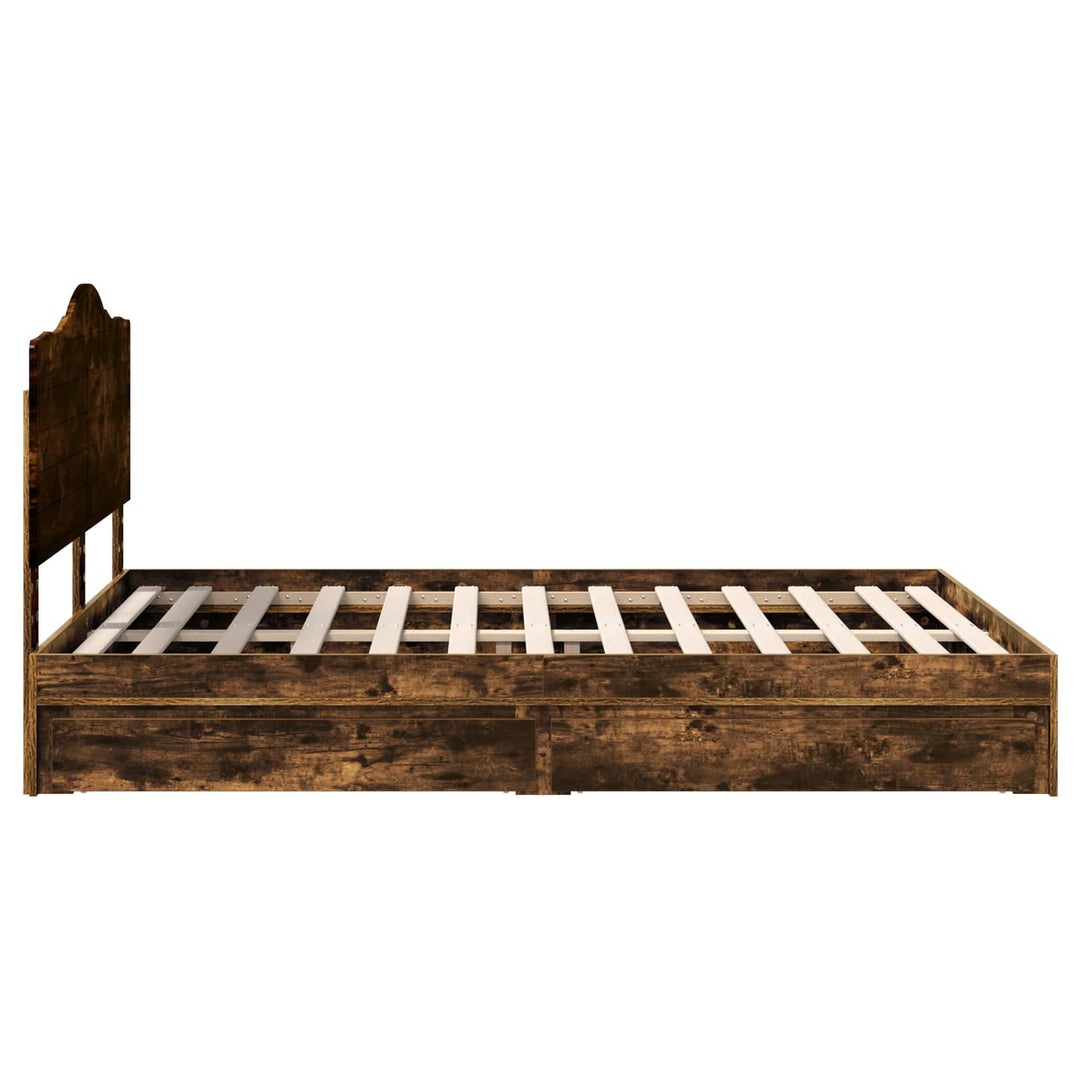 Opbevaringsseng Justerbar Røget eg 160 x 200 cm Konstrueret træ