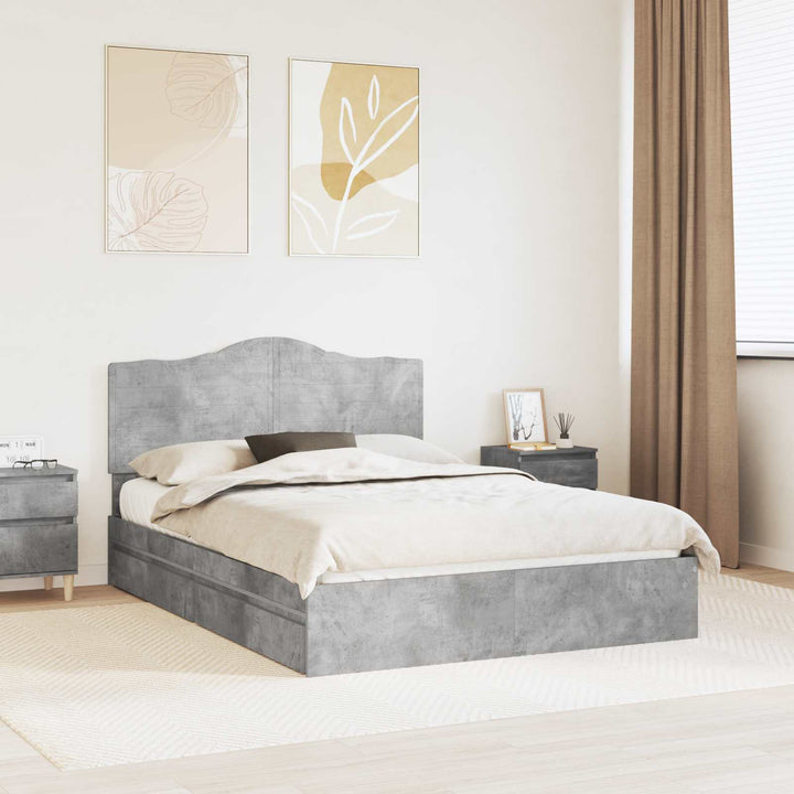 Opbevaringsseng Beton Grå 150 x 200 cm Konstrueret træ