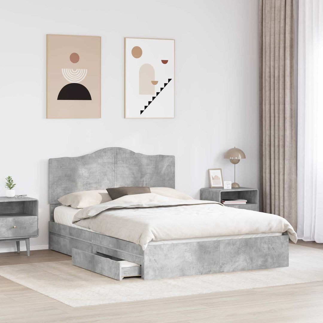 Opbevaringsseng Beton Grå 150 x 200 cm Konstrueret træ