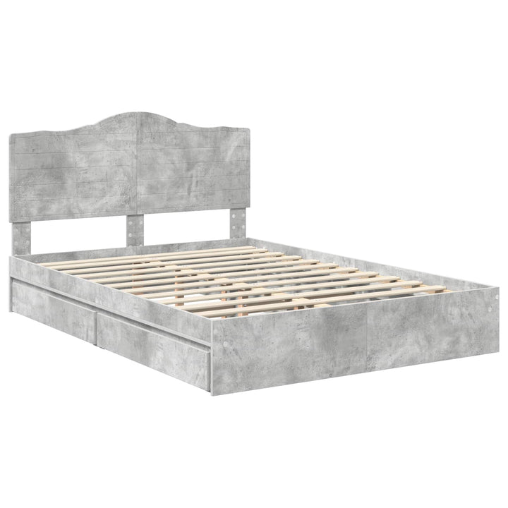 Opbevaringsseng Beton Grå 150 x 200 cm Konstrueret træ