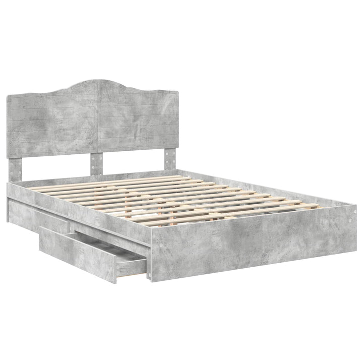Opbevaringsseng Beton Grå 150 x 200 cm Konstrueret træ