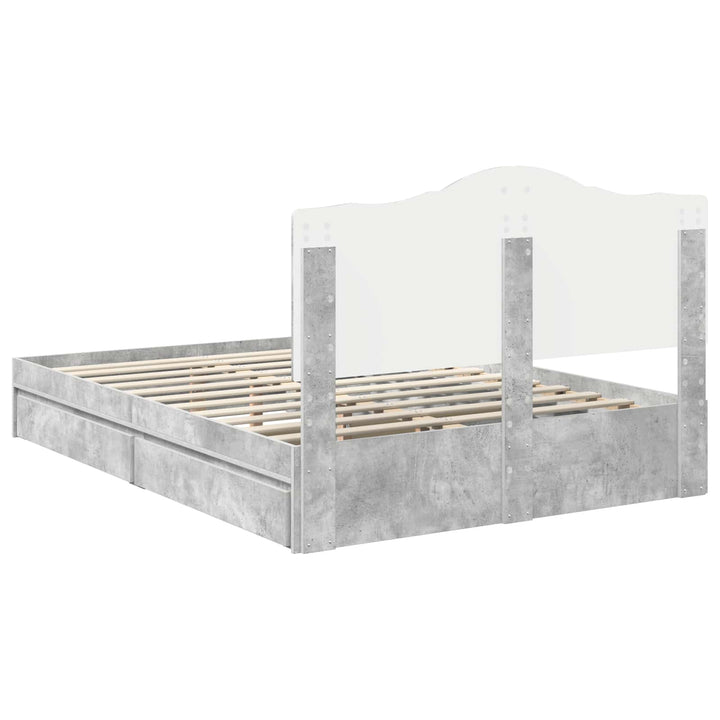 Opbevaringsseng Beton Grå 150 x 200 cm Konstrueret træ