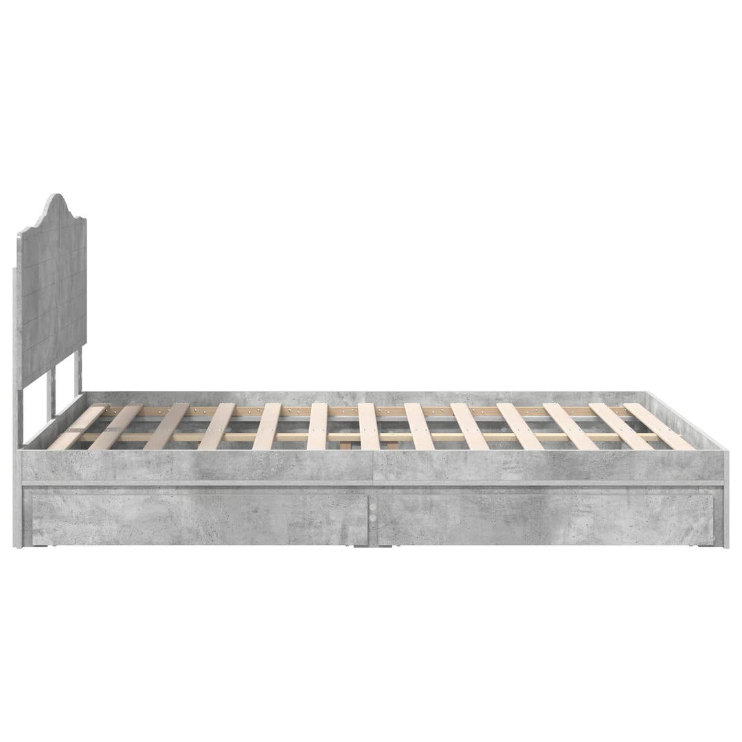 Opbevaringsseng Beton Grå 150 x 200 cm Konstrueret træ