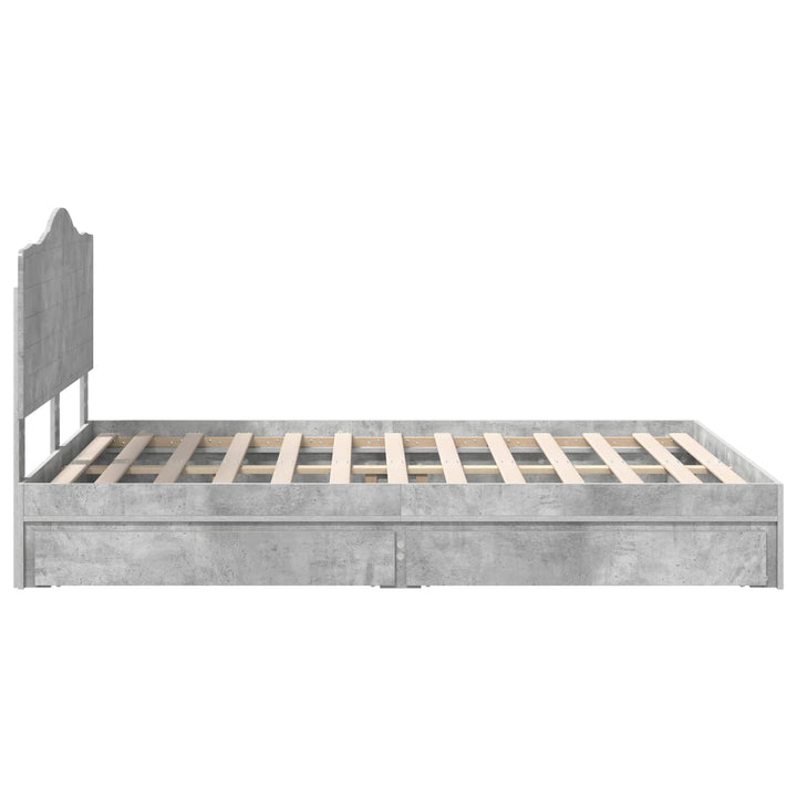 Opbevaringsseng Beton Grå 150 x 200 cm Konstrueret træ