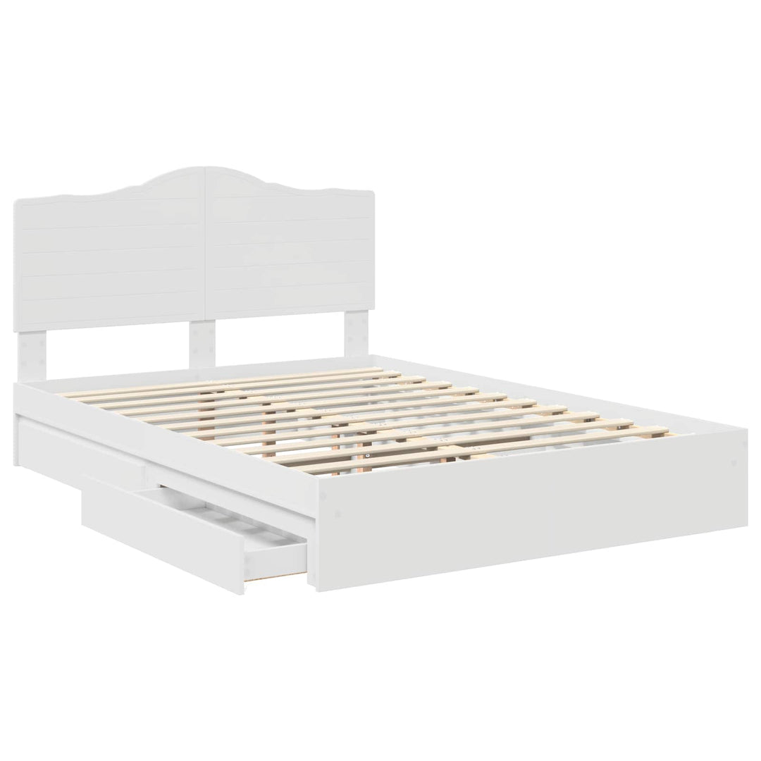 Opbevaringsseng med skuffe Hvid 140 x 190 cm Konstrueret træ