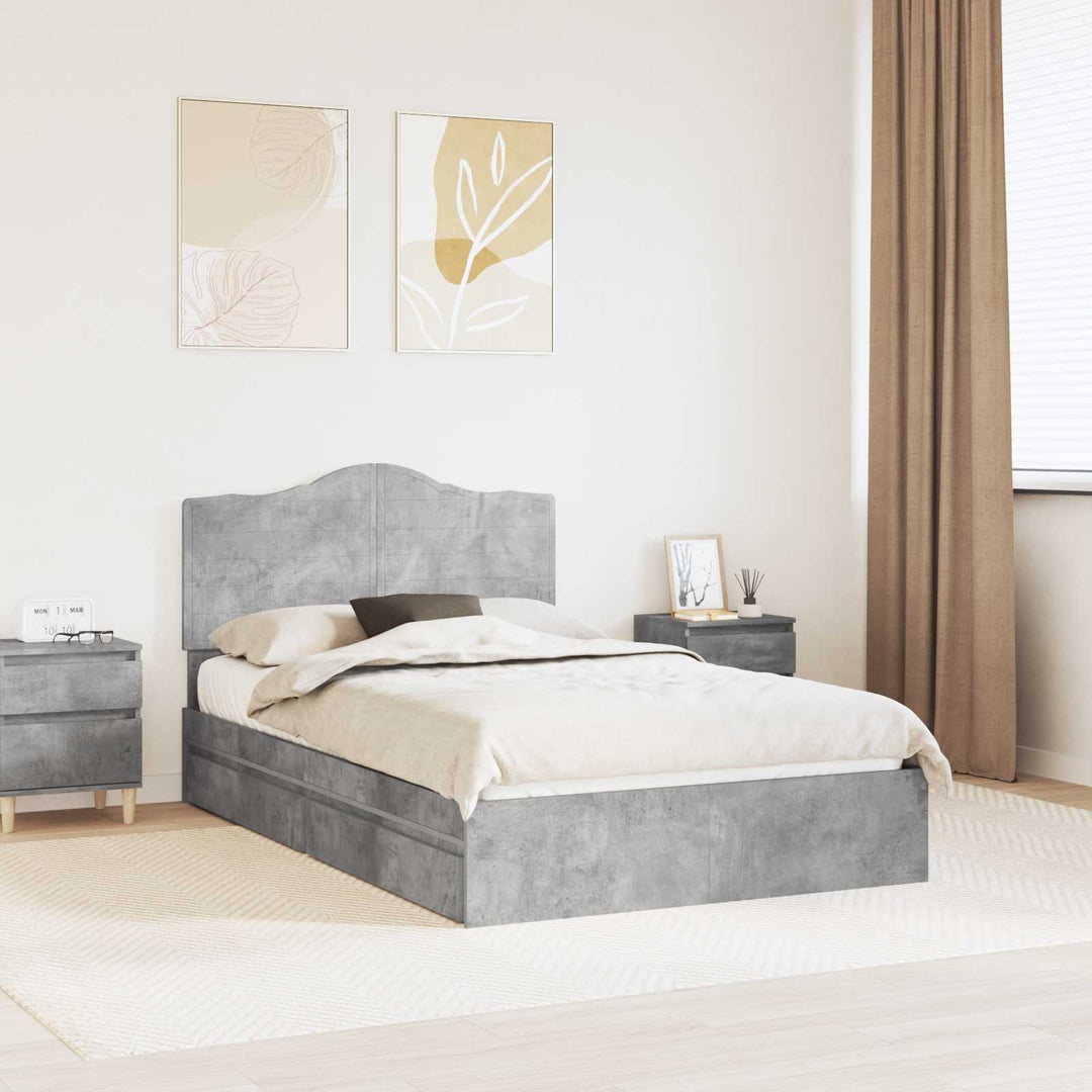 Opbevaringsseng Beton Grå 135 x 190 cm Konstrueret træ