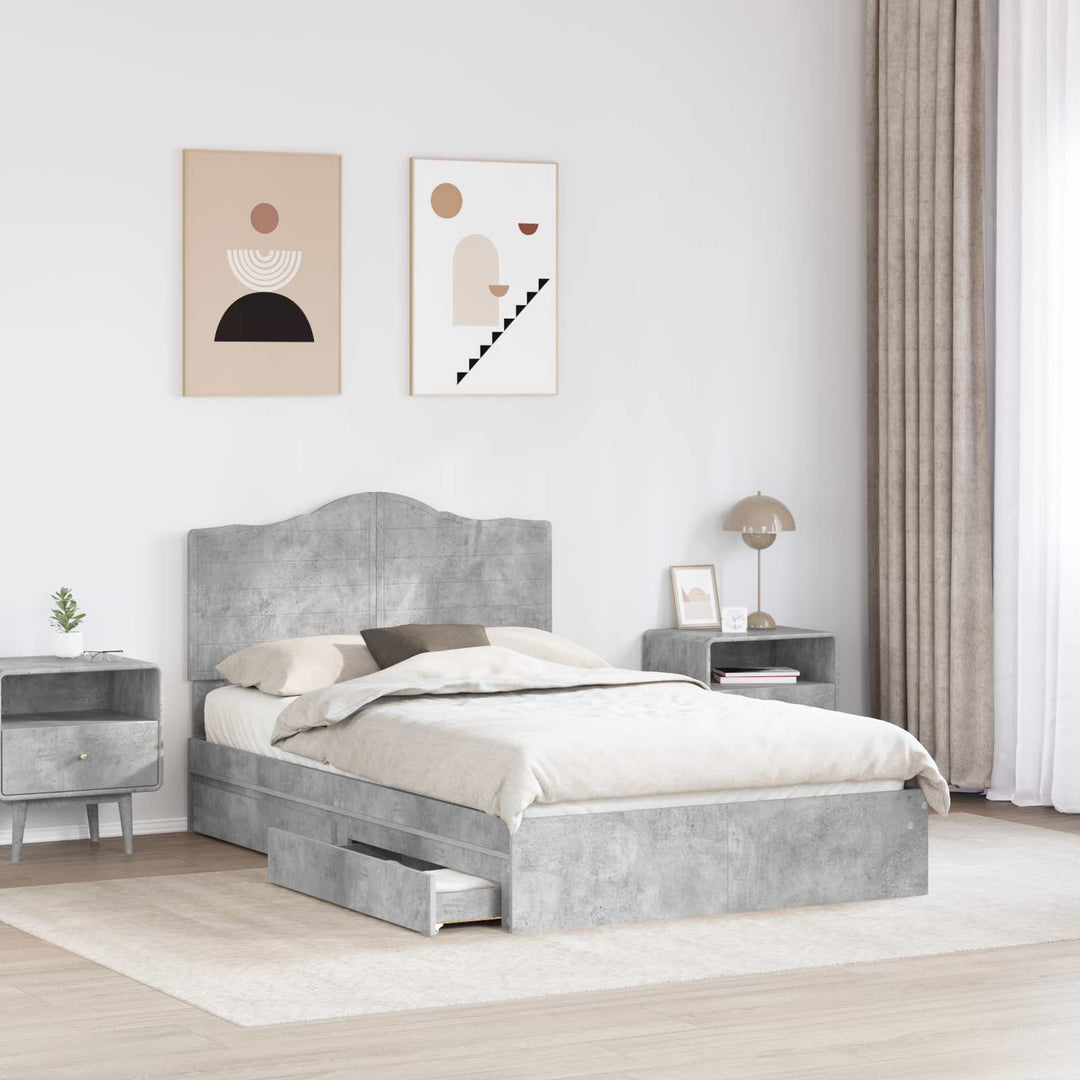 Opbevaringsseng Beton Grå 135 x 190 cm Konstrueret træ