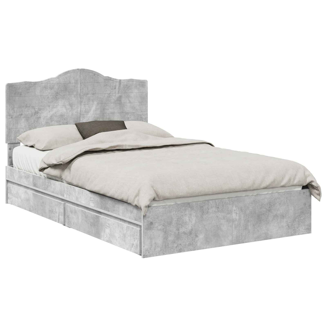 Opbevaringsseng Beton Grå 135 x 190 cm Konstrueret træ