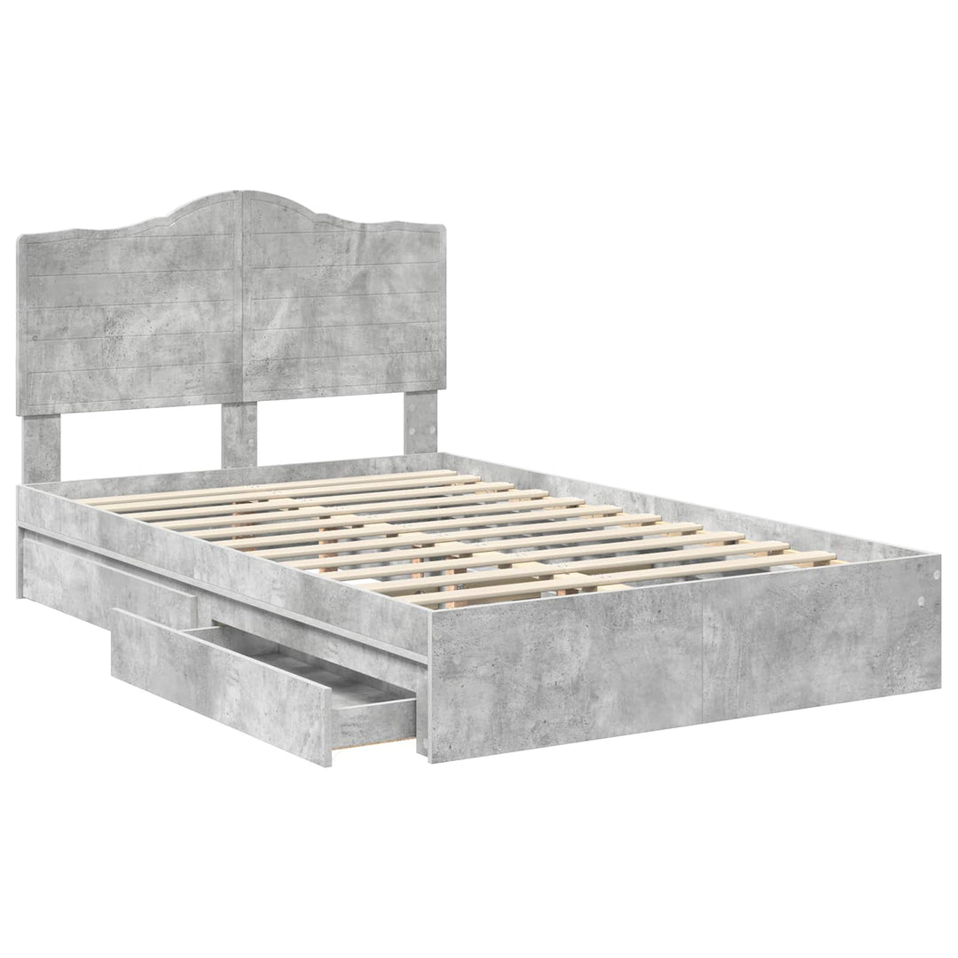 Opbevaringsseng Beton Grå 135 x 190 cm Konstrueret træ