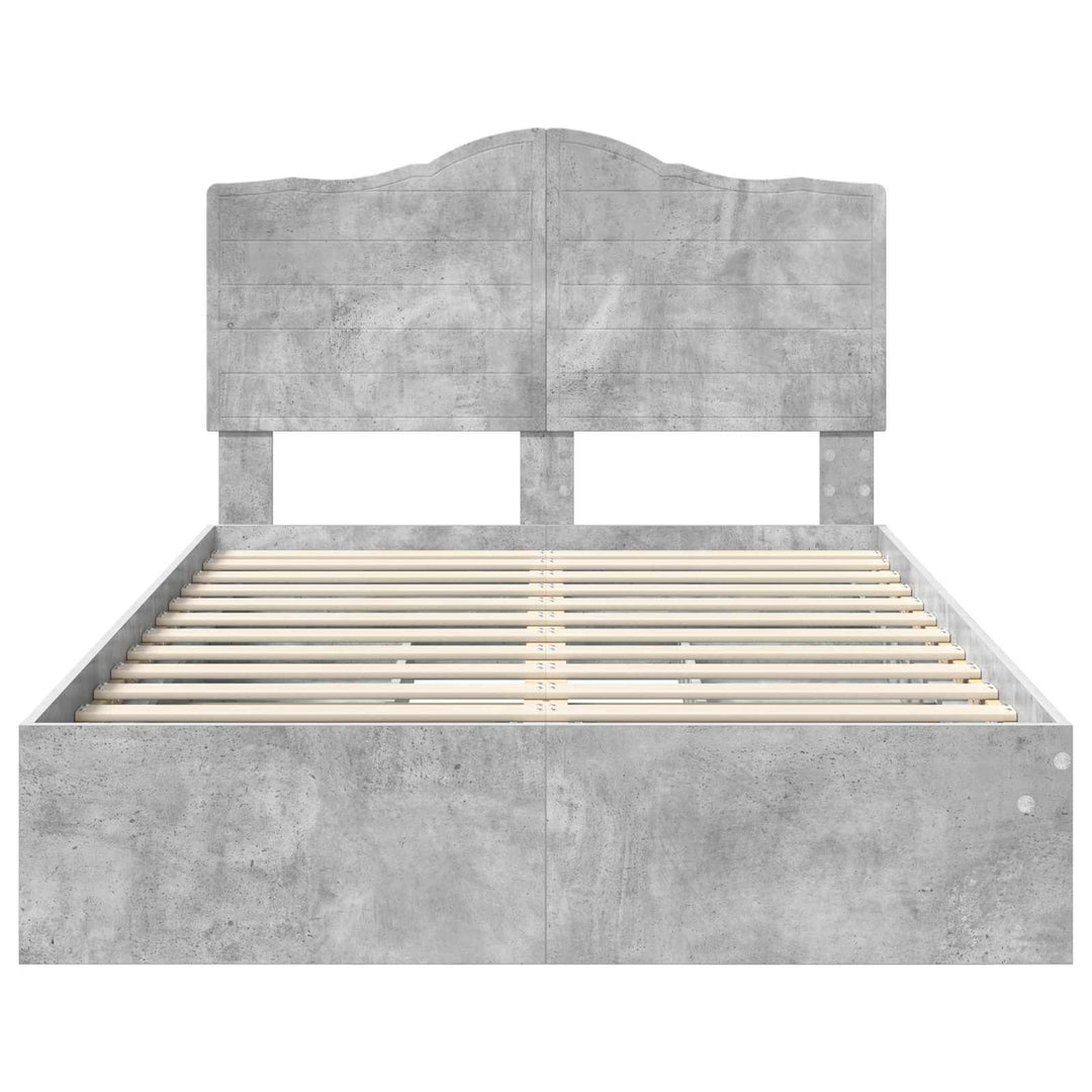 Opbevaringsseng Beton Grå 135 x 190 cm Konstrueret træ