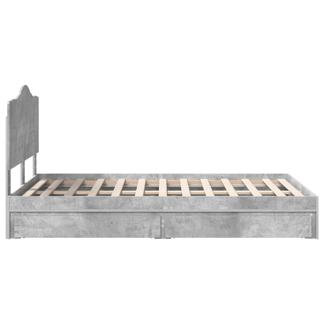Opbevaringsseng Beton Grå 135 x 190 cm Konstrueret træ