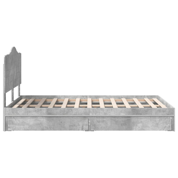 Opbevaringsseng Beton Grå 135 x 190 cm Konstrueret træ