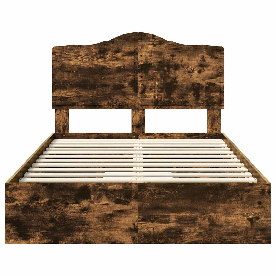Opbevaringsseng Røget eg 135 x 190 cm Konstrueret træ