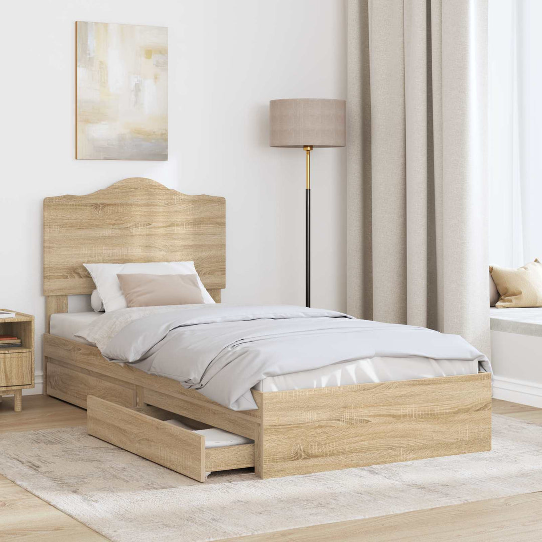 Opbevaringsseng Sonoma eg 90 x 190 cm Konstrueret træ
