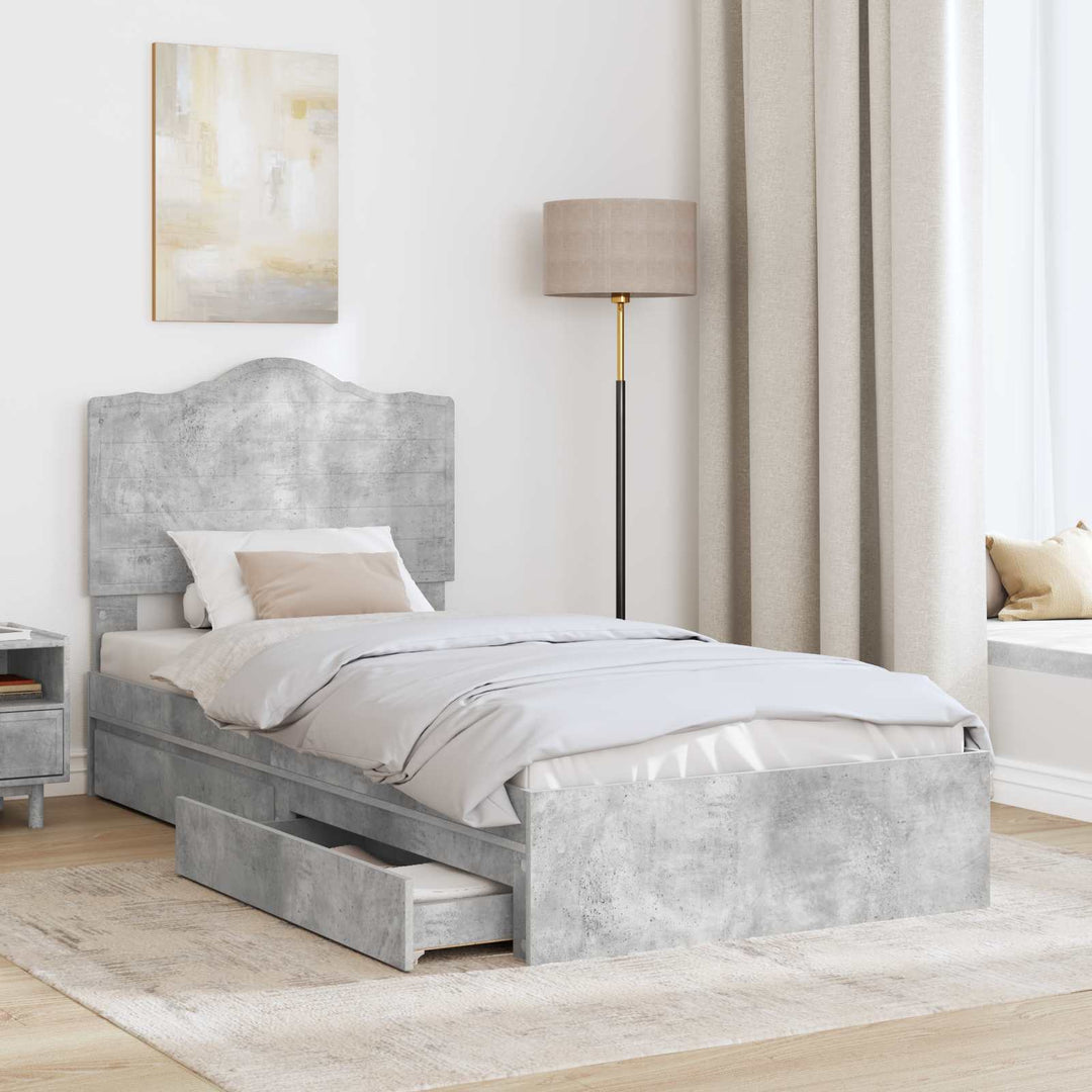 Opbevaringsseng Beton Grå 90 x 190 cm Konstrueret træ