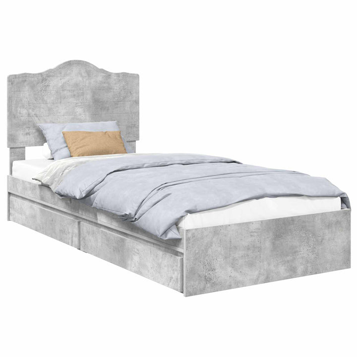 Opbevaringsseng Beton Grå 90 x 190 cm Konstrueret træ