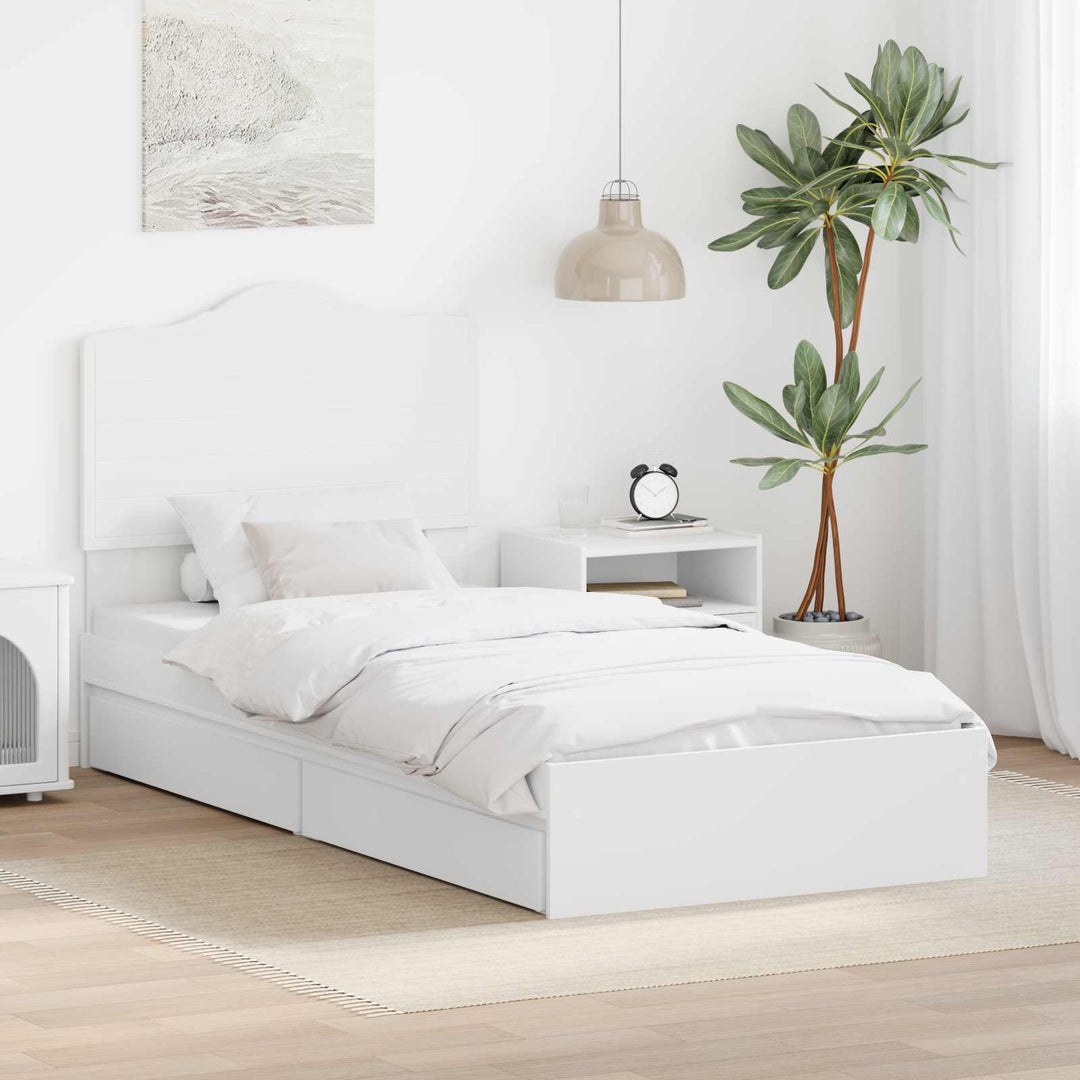 Opbevaringsseng med skuffe Hvid 70 x 190 cm Konstrueret træ