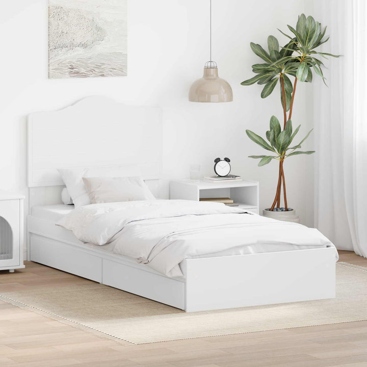 Opbevaringsseng med skuffe Hvid 70 x 190 cm Konstrueret træ