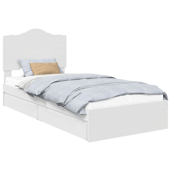Opbevaringsseng med skuffe Hvid 70 x 190 cm Konstrueret træ