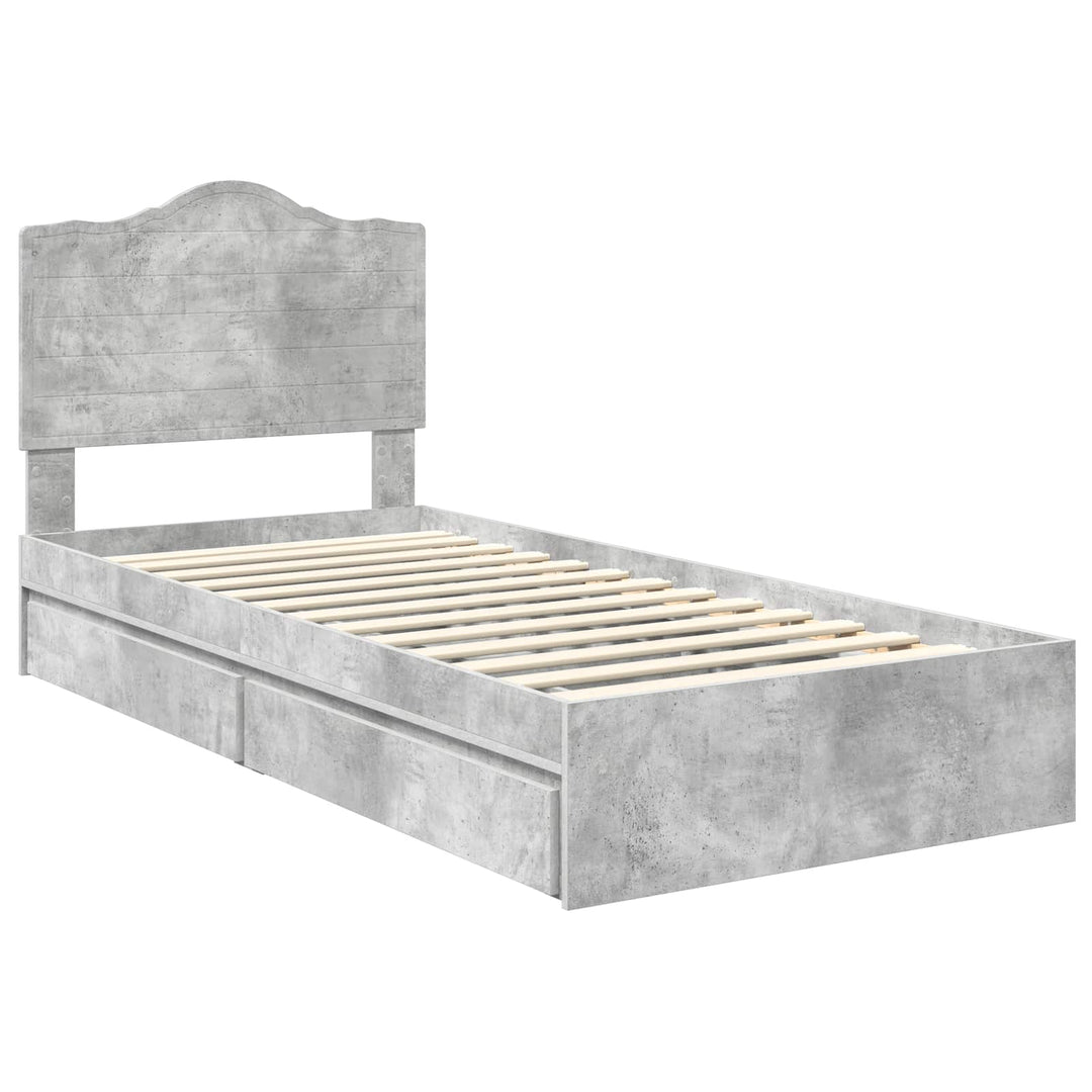 Opbevaringsseng Beton Grå 70 x 190 cm Konstrueret træ