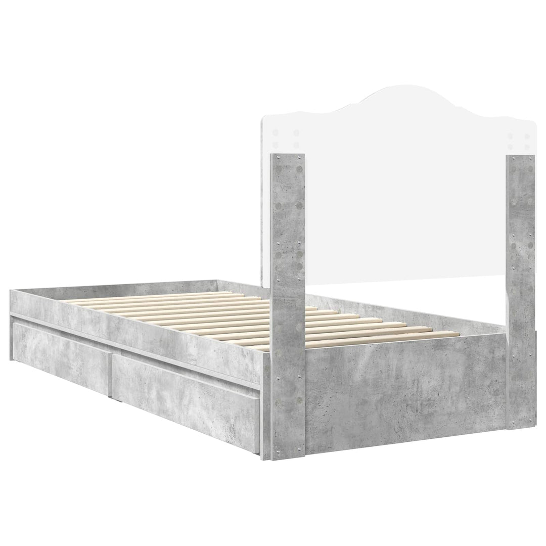 Opbevaringsseng Beton Grå 70 x 190 cm Konstrueret træ