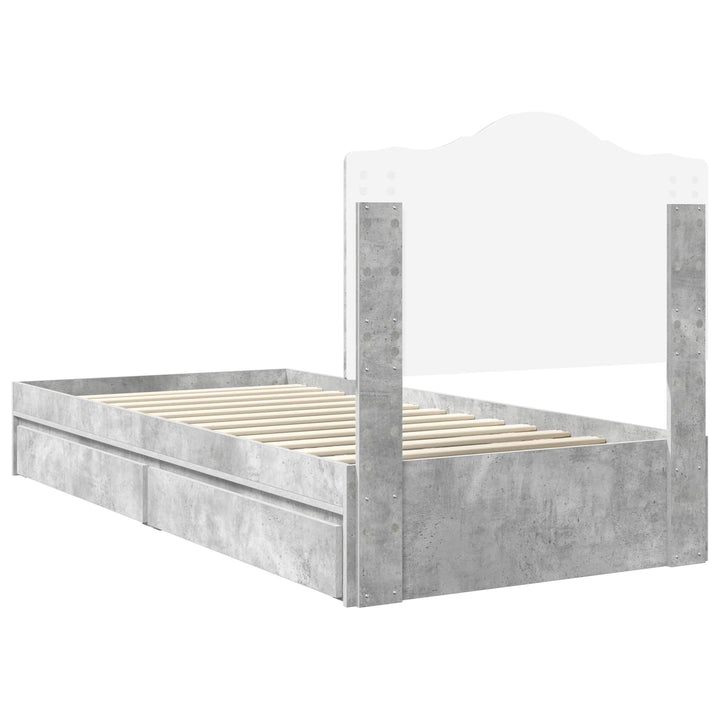 Opbevaringsseng Beton Grå 70 x 190 cm Konstrueret træ
