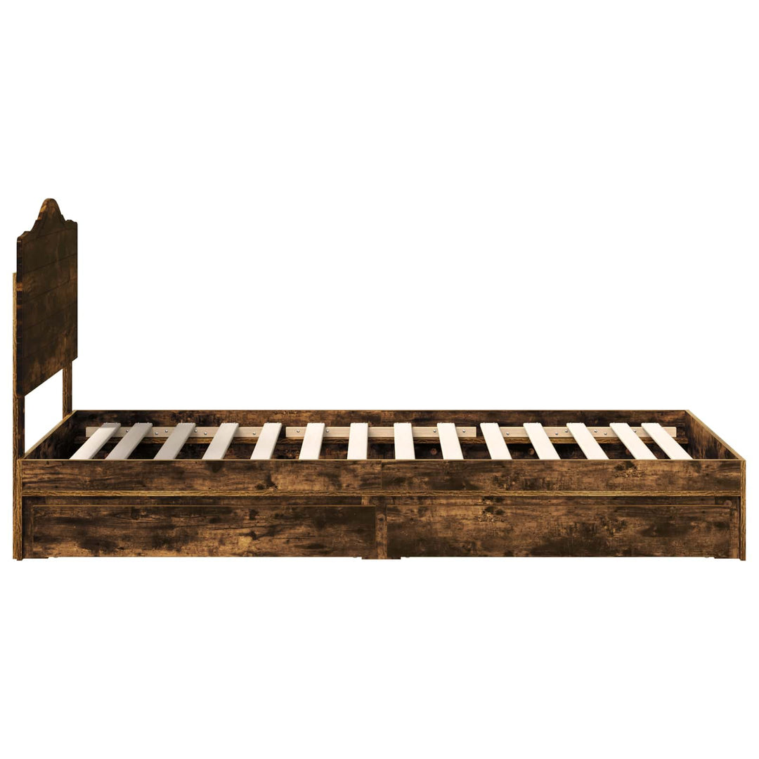 Opbevaringsseng med skuffe Røget eg 70 x 190 cm Konstrueret træ
