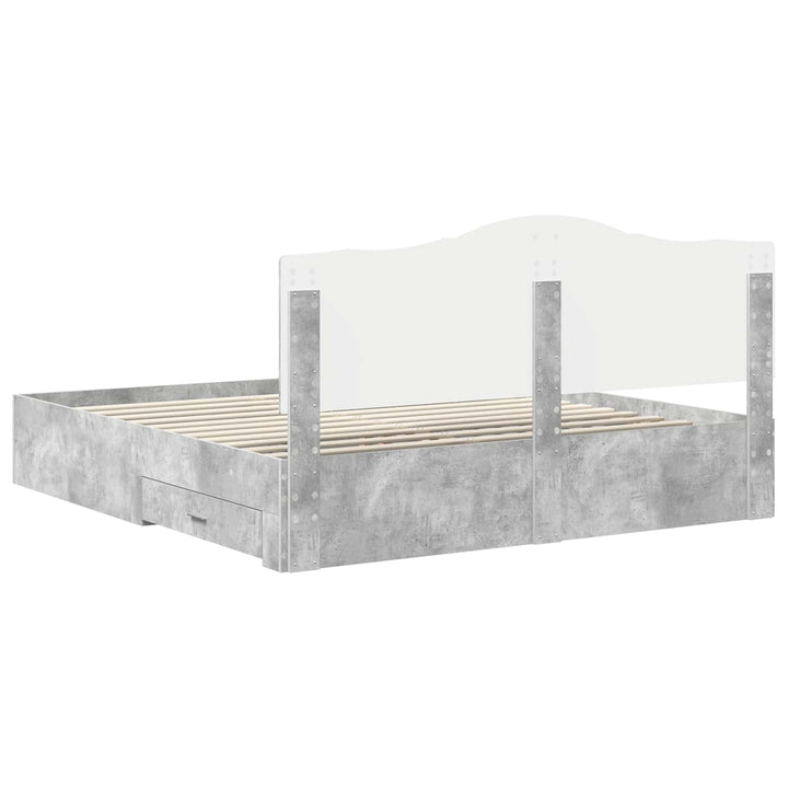 Sengestel med skuffe Beton Grå 200 x 200 cm Konstrueret træ