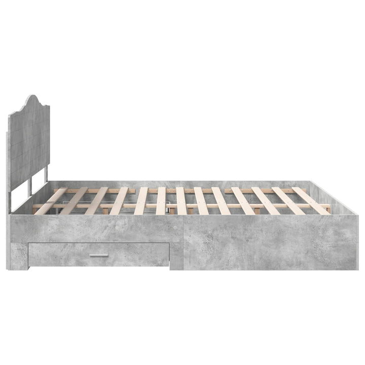 Sengestel med skuffe Beton Grå 200 x 200 cm Konstrueret træ