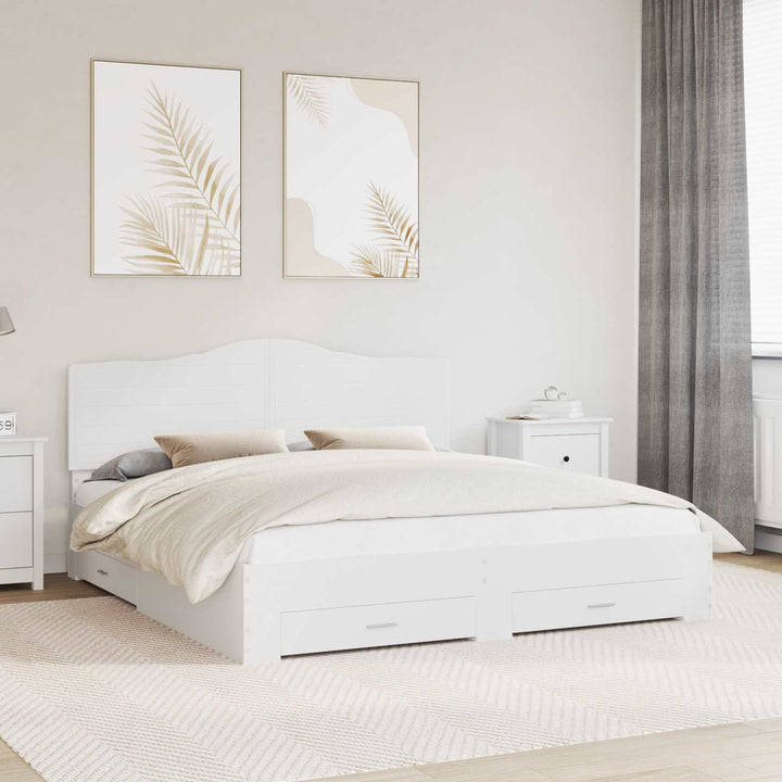 Sengestel med skuffe Hvid 180 x 200 cm Konstrueret træ